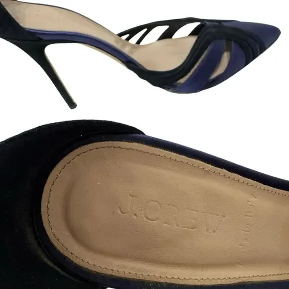 J. Crew Navy and Black Strappy Pointed-Toe Stiletto Heels - Picture 10 of 13